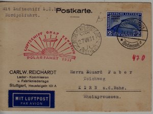 Germany Zeppelin card Polarfahrt 24.7.31