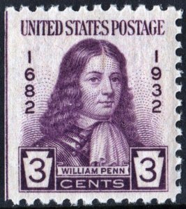 SC#724 3¢ William Penn (1932) MNH