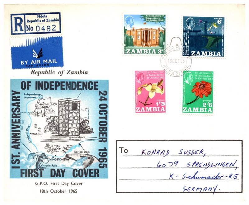Zambia, Worldwide First Day Cover, Flowers