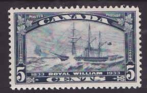 Canada-Sc#204- id11-unused disturbed gum og 5c Royal William-Ships-1933-      