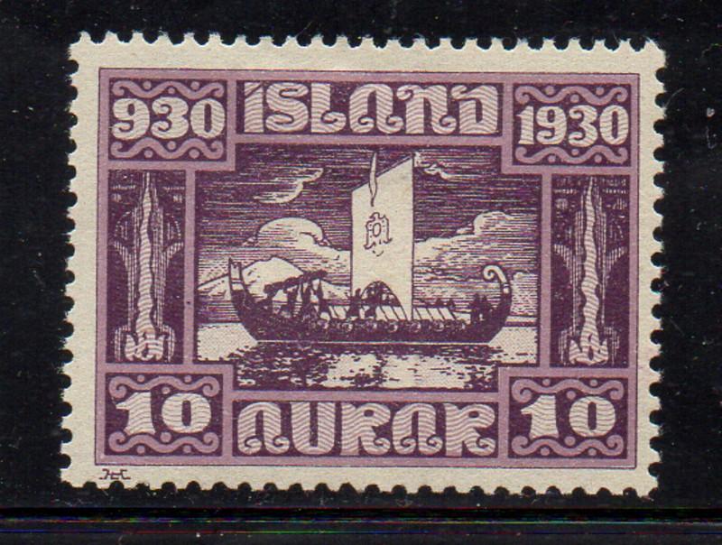 Iceland Sc 155 1930 10 aur Viking Funeral stamp