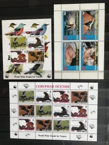 3 Souvenir Sheet,  Mint NH seal and animal of the world, one imperf, WWF