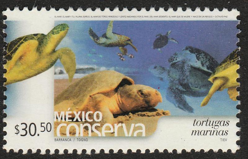 MEXICO CONSERVA 2435, $30.50P. SEA TURTLES.  MINT, NH. F-VF.