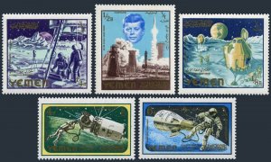 Yemen Kingdom 191-195, MNH. Space exploration, 1965. John Kennedy.