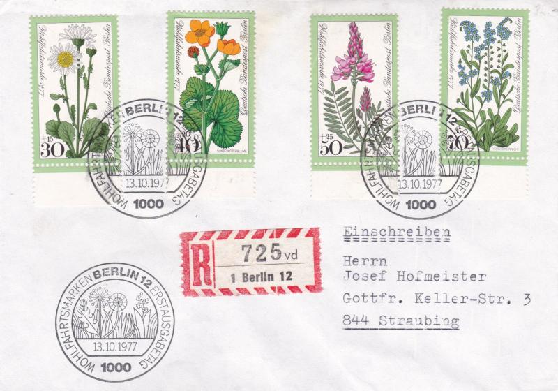 West Berlin1977 Meadow Flowers Set FDC Registered Mail VGC