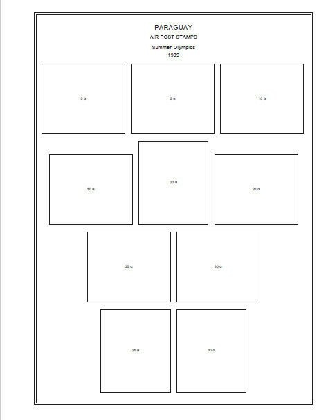 PRINTED PARAGUAY AIRMAIL 1929-1990 STAMP ALBUM PAGES (201 pages)
