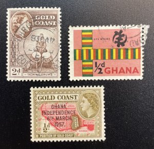 Gold Coast #151 Used + Ghana #5 MNH + Ghana #48 Used (West Africa)