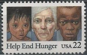 US 2164 (used) 22¢ help end hunger (1986)