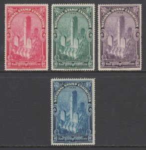 US, 1934 National Stamp Exhibition in NYC, 4 different colors, fresh, bright, NH 