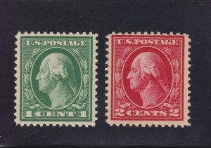 US 405-406 1c & 2c Washington Mint F-VF OG NH SCV $31