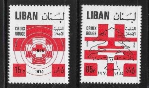 Lebanon 1971 Red Cross Sc C605-C606 MNH A1800