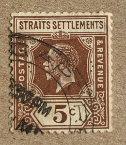 Straits Settlements 1932 KGV 5c brown, die II. Scott 187, CV $0.25. SG 226