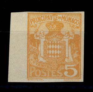 MONACO - 1926 - 5c Jaune-Orange n°75  NON DENTELÉ - NEUF** BORD DE FEUILLE