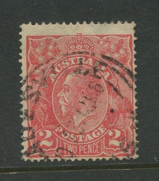 Australia-Scott 28 -KGV Definitive Issue-1922-Wmk 9 -Used -Single 2d stamp