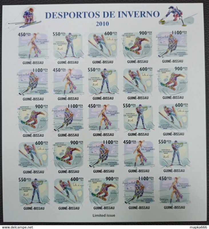 QW30 IMPERF 2010 GUINEA-BISSAU WINTER OLYMPIC GAMES #4581-85 ! UNIQUE SH MNH