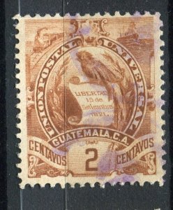 GUATEMALA; 1886 classic Quetzal Coat of Arms issue fine used 2c. value