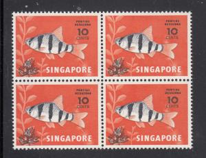 Singapore 1981 Sc 370 Fish 10c/4c B/4 MNH