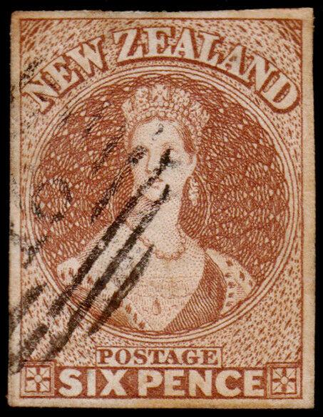 New Zealand Scott 9 (1859) Used VF, CV $325.00 M