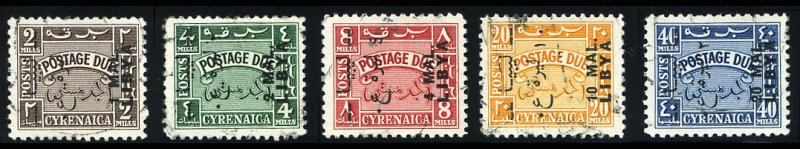 Italian Colonies, Libya #J25-29 (Sass. 8-12) Cat€350, 1951 For Use in Tripo...