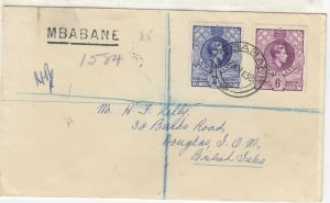 Swaziland KGVI 1938 Mbabane Cover To Isle Of Man Postal History JK3422