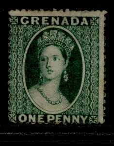 GRENADA QV SG10, 1d deep green, UNUSED. Cat £130.