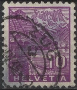 Switzerland 221 (used, Zug postmark) 10c Chillon Castle, brt vio (1934)