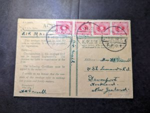 1940 Egypt On Active Service FPO Cover N7 to Devonport Auckland New Zealand