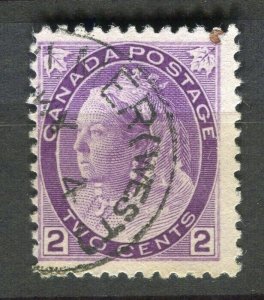 CANADA; 1898 early QV Maple Leaf issue used 2c. value Postmark