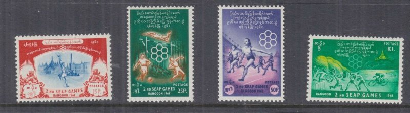 BURMA, 1961 South East Asia Peninsular Games set of 4, lhm.