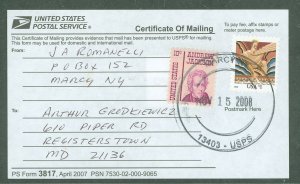 US 1286/3766 2008 $1.10 franking a 2008 certificate of mailing