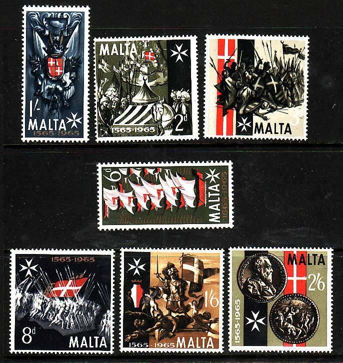 Malta-Sc#334-40- id6-unused NH set-Great Siege-1965-