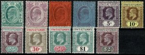 STRAITS SETTLEMENTS KE VII 1904 PART SET UNUSED(MH) SG127-37 Wmk.MCCA P.14 VGC