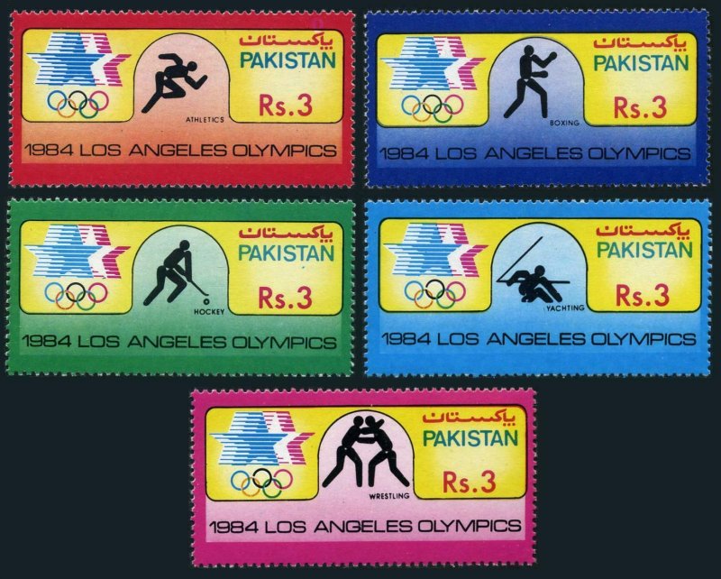 Pakistan 626-630,MNH.Michel 628-632. Olympics Los Angeles-1984.Athletics,Boxing, 