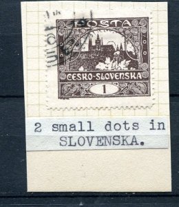 Czechoslovakia 1919 Perf Used 1H ERROR 2 small dots in Slovenska 8514