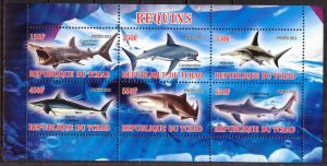 Chad 2013 Marine Life Sharks Sheet MNH** Cinderella !