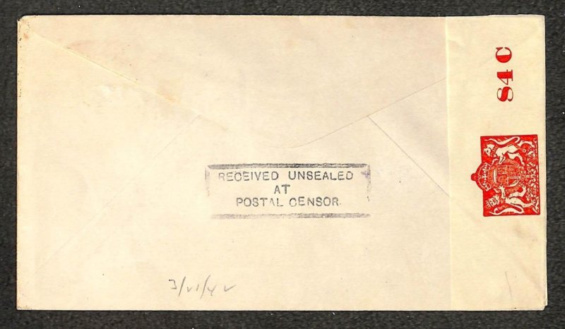 USA 849 PREXY STAMP SS PRESIDENT VAN BUREN SHIP INDIA NJ CENSORED WW2 COVER 1941