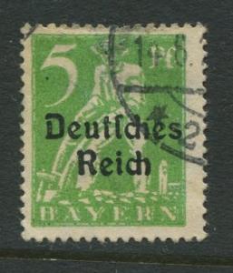 Bavaria -Scott 256 - Deutsches Reich Overprint -1920 - Used - 5pf Stamp