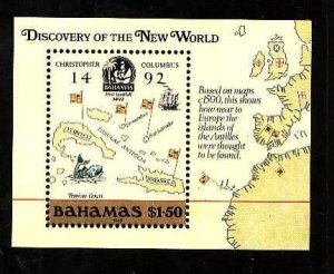 Bahamas-Sc#644-unused NH sheet-Ships-Maps-1988-please note there is a very smal