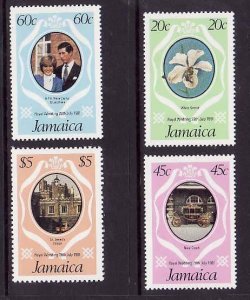 Jamaica-Sc#500-3- id6-unused NH set-perf 13.5-Royal Wedding-Princess Diana-1981-