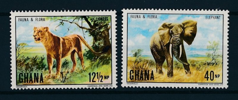 [64054] Ghana 1970 Wild life lion elephant From set MLH