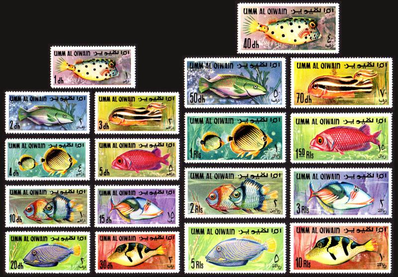 Umm Al Qiwain Mi #171-188 set/18 mnh - 1967 Fish of the Persian Gulf