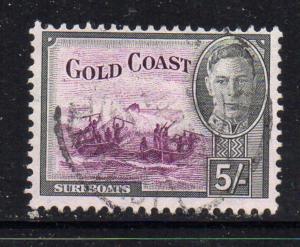 Gold Coast Sc 140 1948 5/ G VI & Surfboats stamp used