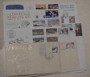 SOUTH AFRICA FDC 9 DIFF. 1975-1983 includes CARD WITH 21 diff. STAMPS CACHET  