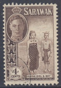 Sarawak Scott 183 - SG174, 1950 George VI 4c used