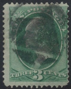 US Scott # 147 3c Washington Fancy Cancel SON Triangle