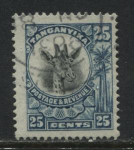 Tanganyika 1925 25 cents blue and black used