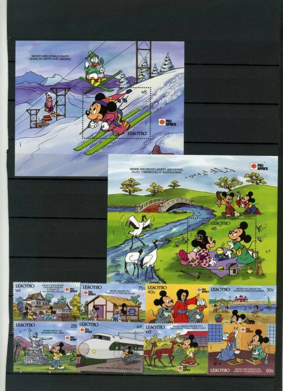 LESOTHO 1991 DISNEY PHILA NIPPON'91 SET OF 8 STAMPS & 2 S/S MNH 