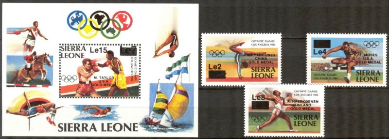 Sierra Leone 1985 Olympics Games Los Angeles 1984 Winners Mi. 827/9 Bl.33 MNH