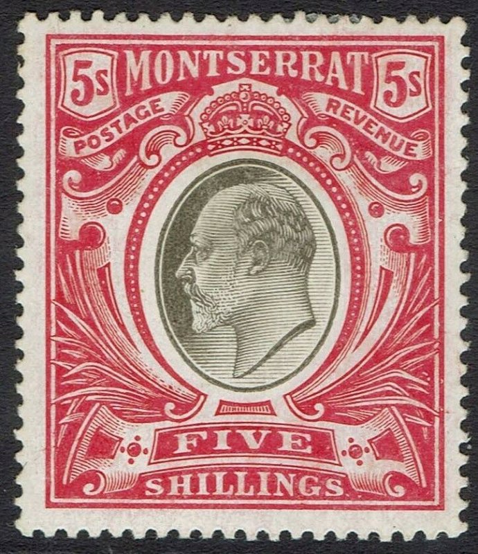 MONTSERRAT 1904 KEVII 5/- WMK MULTI CROWN CA