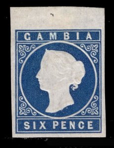 MOMEN: GAMBIA SG # 7 DEEP BLUE 1874 MINT OG H SIGNED £350 LOT #68793*